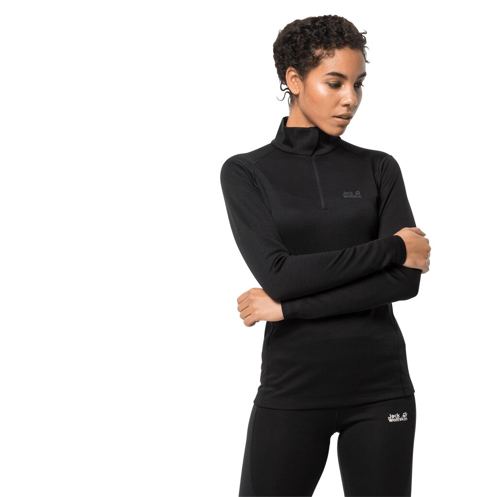 Jack Wolfskin ARCTIC XT HALF ZIP Haut Femme Noir - MRQNWIT-04